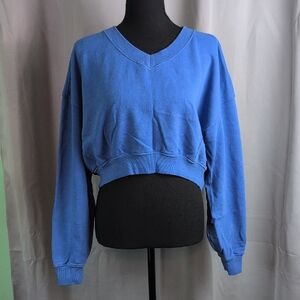 Aerie Blue Cropped Oversized Sweatshirt